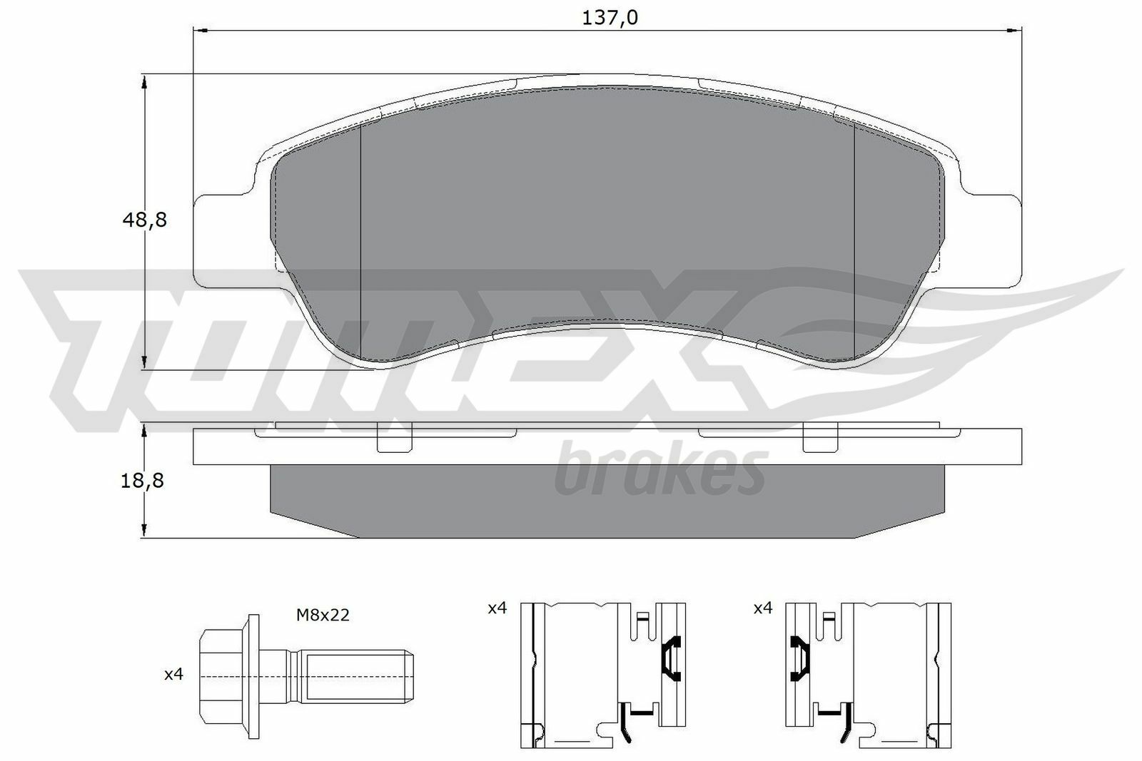 Sada brzdových destiček, kotoučová brzda TOMEX Brakes